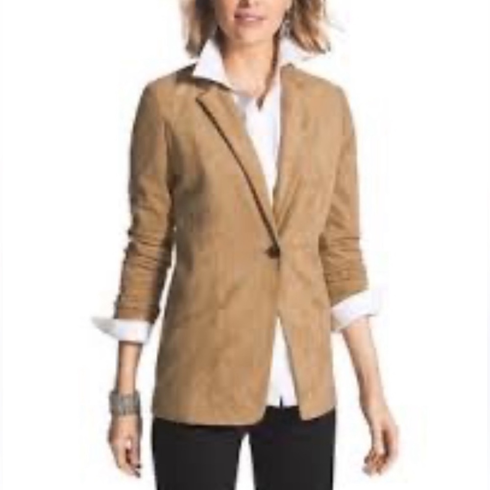 Chico’s Faux Suede One Button Closure Blazer